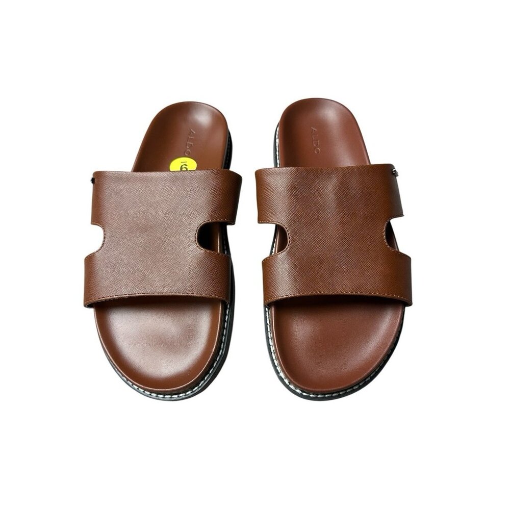 Aldo Mondi Men’s Slide Sandals. PU Leather. Brown. Sz: 9 US. NWOB